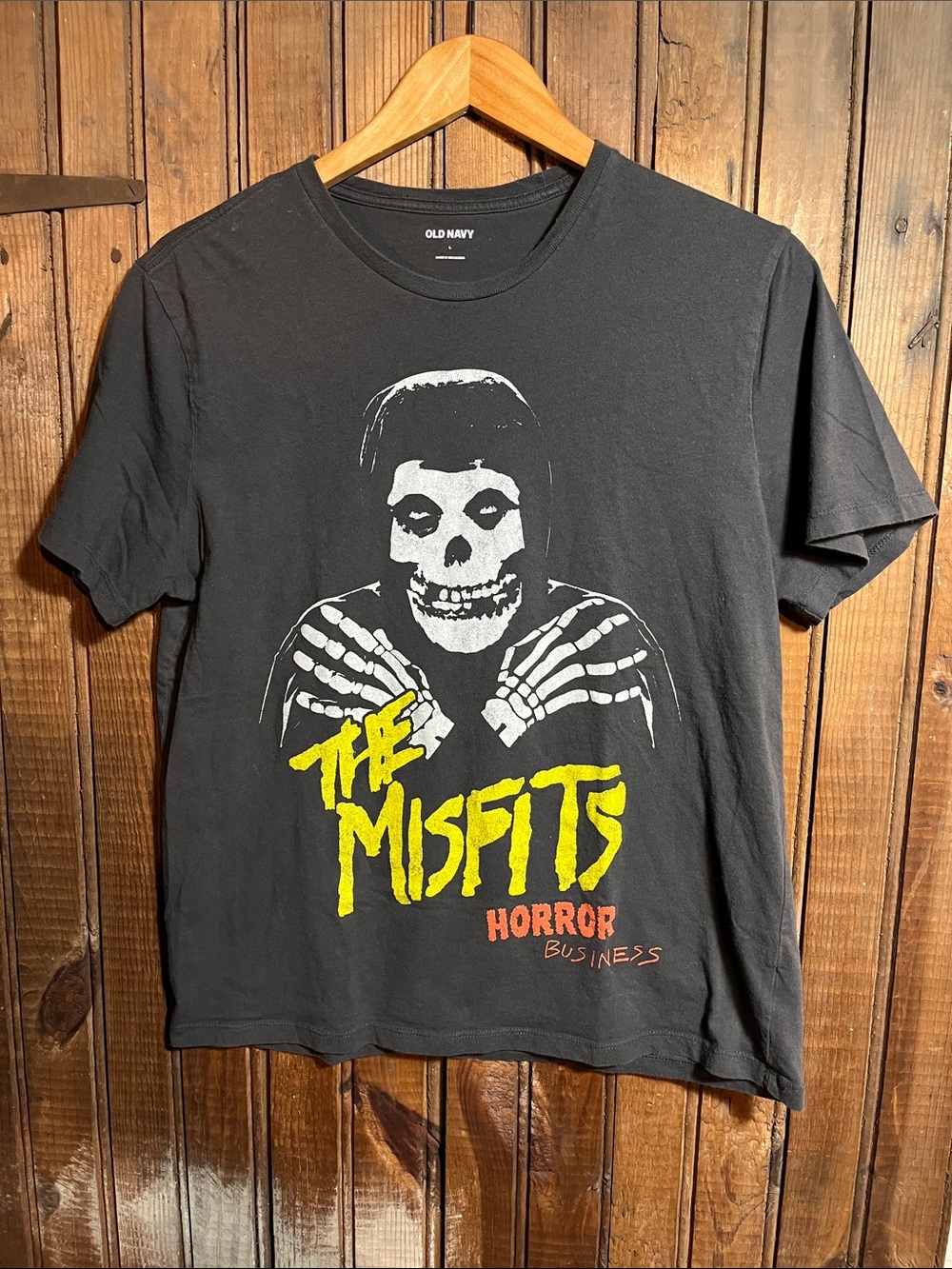 Old Navy Black Graphic 'The Misfits' Tee with Yellow & Red Print